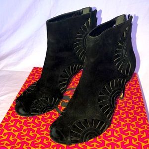 Tory Burch Black Suede Booties size 8